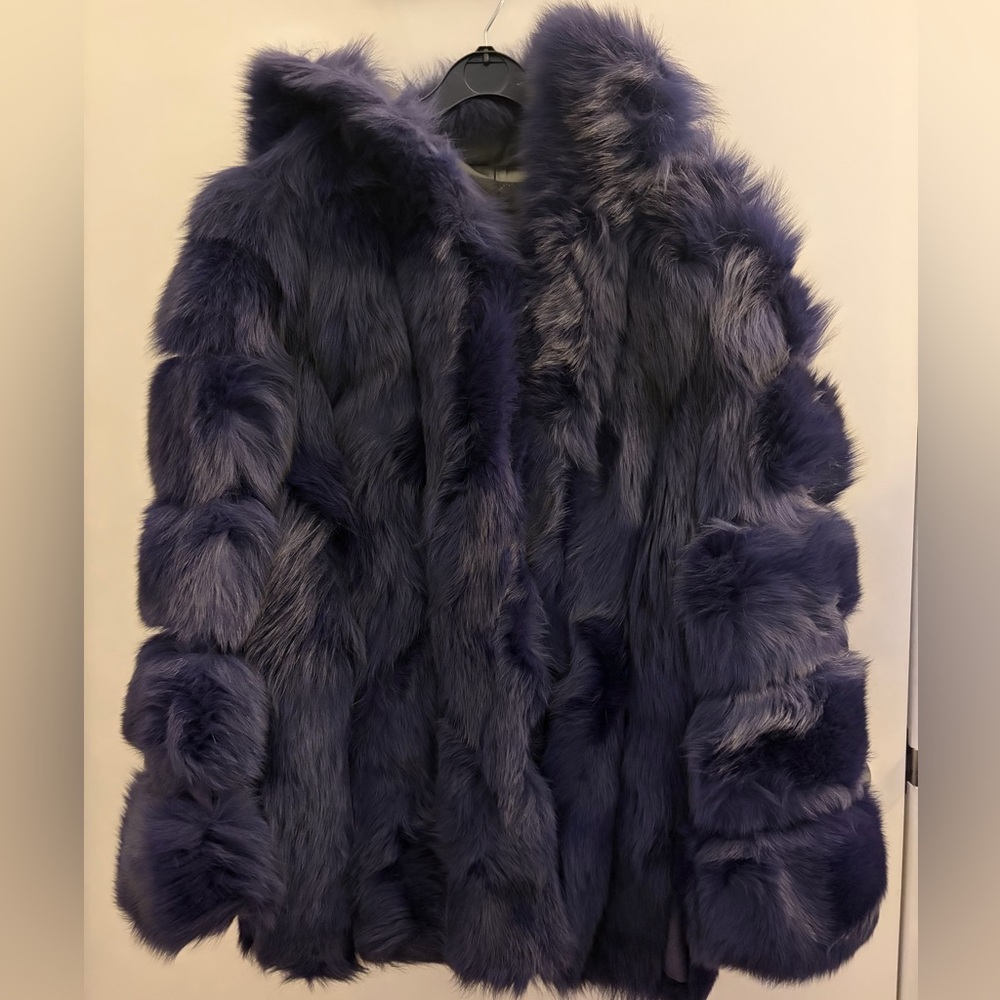 Real  Fur Coat in Deep Blue